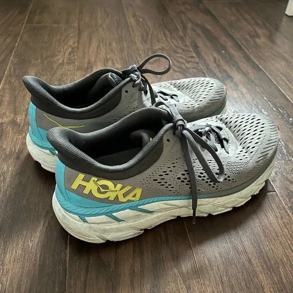 HOKA ONE ONE Clifton 7 Men Road Running Gray Mesh Sneakers Size 9 Men’s - Picture 10 of 12